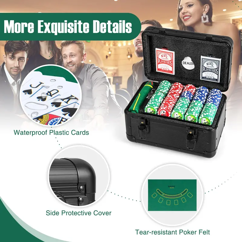 Premium 600-Piece Casino Poker Chip Collection — Includes Cards, Dealer Button, and Storage