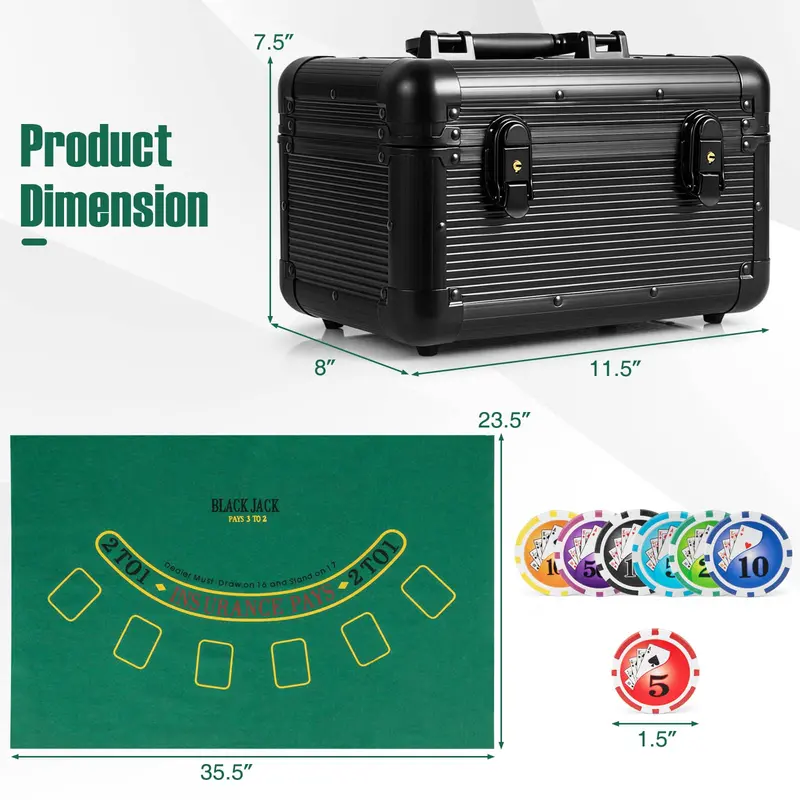 Premium 600-Piece Casino Poker Chip Collection — Includes Cards, Dealer Button, and Storage