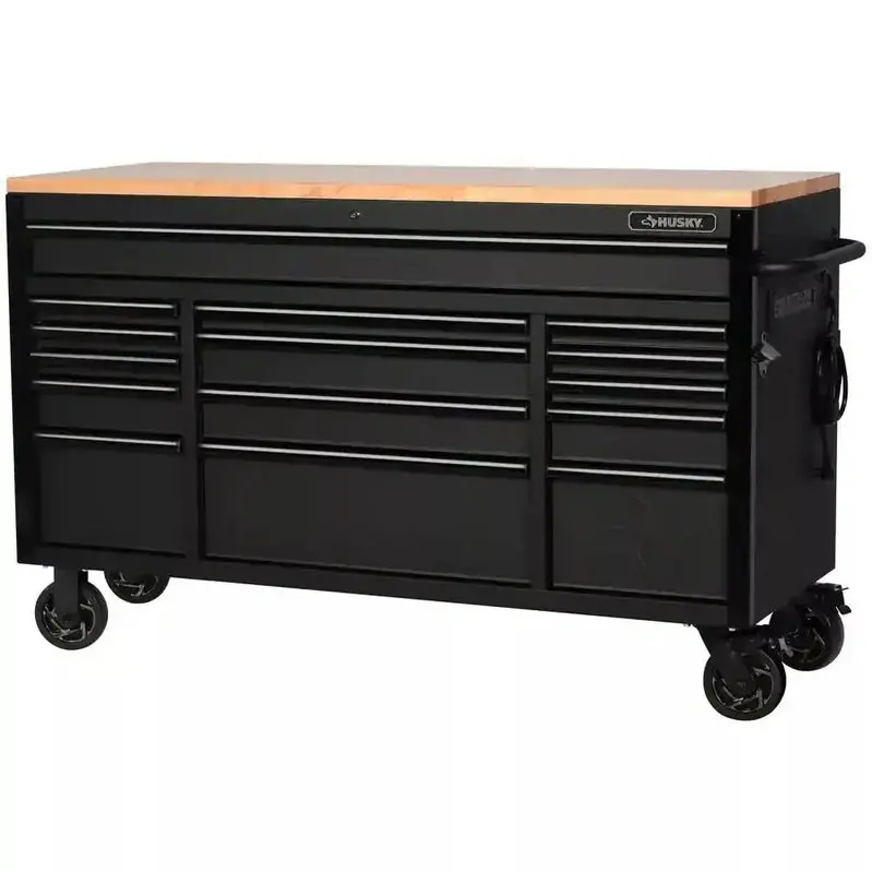 Premium 61" Workshop Workbench – Heavy-Duty 15-Drawer Mobile Unit with Solid Wood Worktop