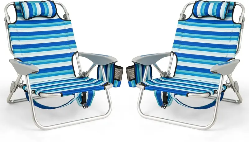 Premium Folding Backpack Chair – Supports Up to 330 lbs, Four Recline Angles & Adjustable Headrest