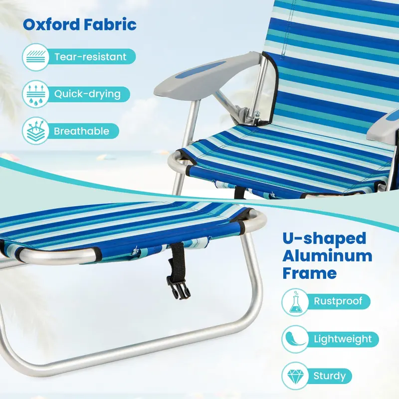 Premium Folding Backpack Chair – Supports Up to 330 lbs, Four Recline Angles & Adjustable Headrest