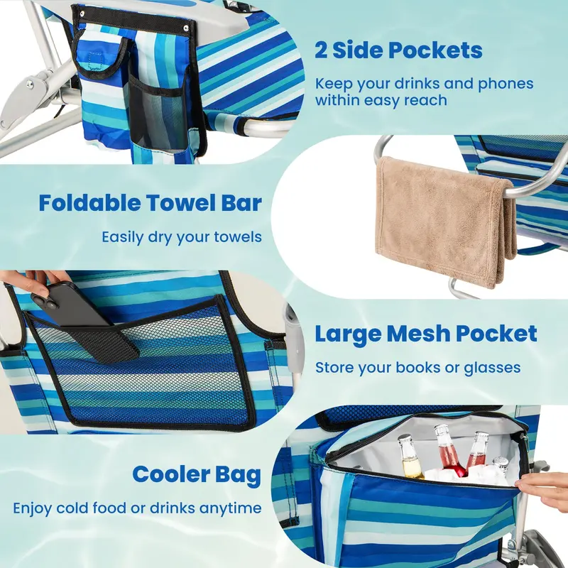 Premium Folding Backpack Chair – Supports Up to 330 lbs, Four Recline Angles & Adjustable Headrest