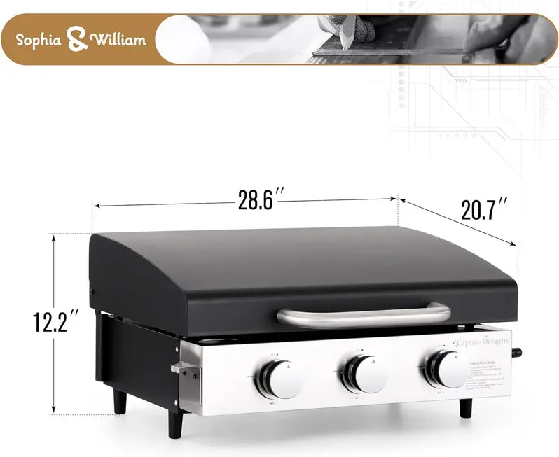 Premium Stainless Steel Propane Grill with Side Burner – 42,000 BTU Outdoor Cooking Station Featuring Enameled Cast Iron Grates