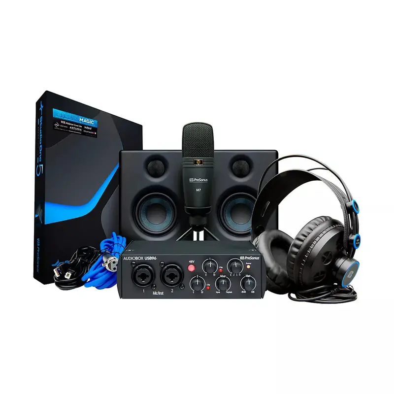 PreSonus AudioBox Studio Ultimate 25th Anniversary Bundle – USB Audio Interface, Studio Monitors, Headphones, Condenser Mic, and Production Software Suite