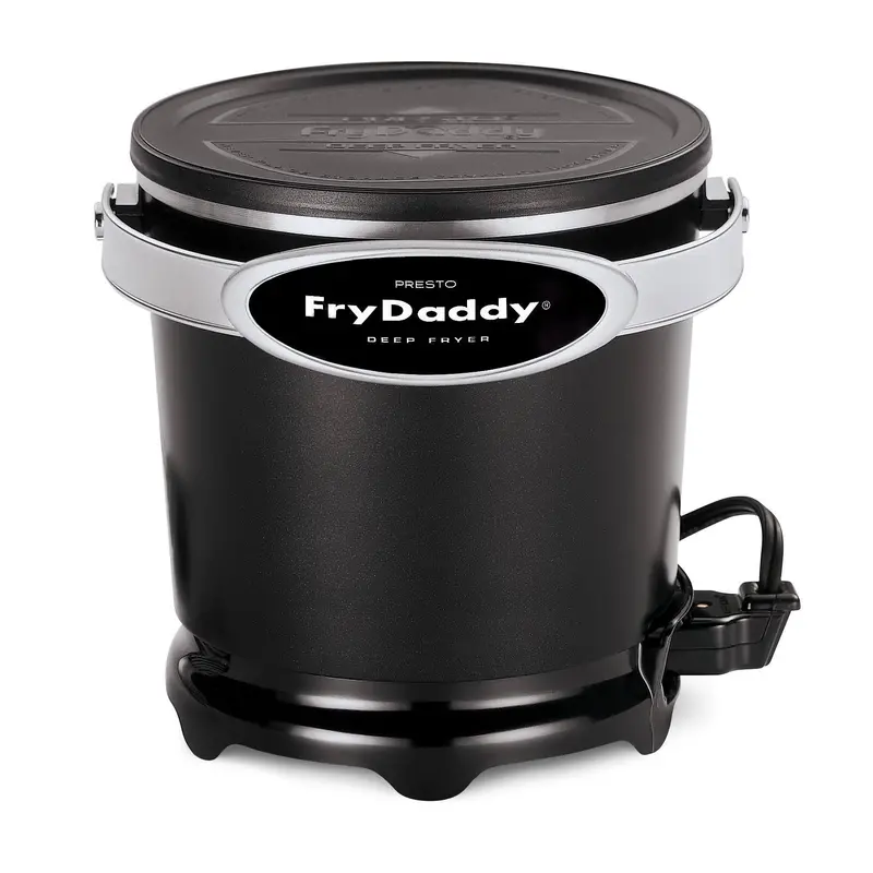 PRESTO FryDaddy Compact Electric Deep Fryer – Sleek Black Countertop Fryer for Quick Meals