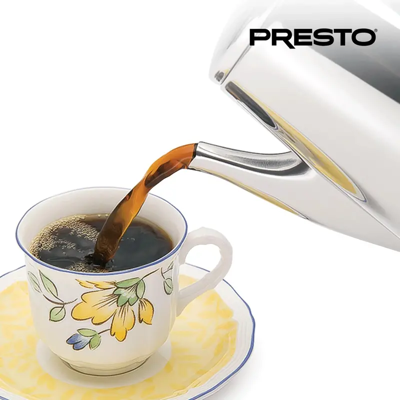Presto Stainless Steel Stovetop Percolator – 12-Cup Fast-Brewing Coffee Maker (Silver Finish)
