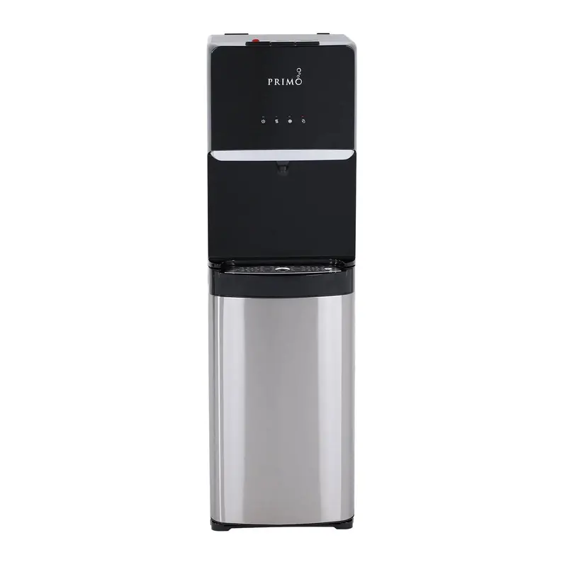 Primo Deluxe Bottom-Loading Water Dispenser – Stainless Steel with Matte Black Finish