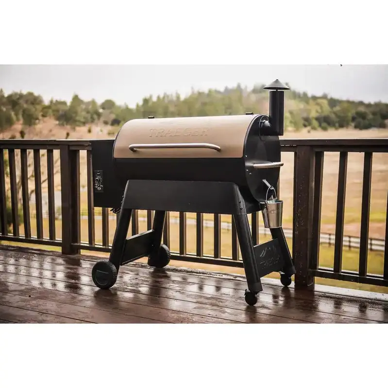 Pro Series Extended-Capacity Pellet Grill – 34-Inch Bronze Model for Larger Gatherings