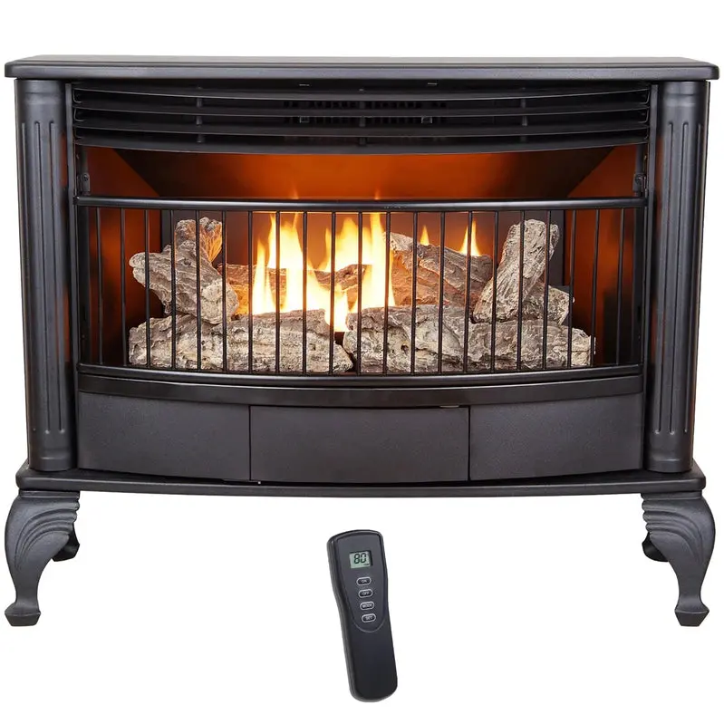 Procom Dual-Fuel Vent-Free Gas Stove – 25,000 BTU Output with Remote Operation