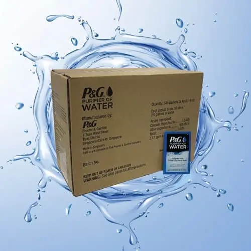 Procter & Gamble Water Purification Packets – 240 Emergency Tablets for Safe Drinking Water in Outdoor or Crisis Situations