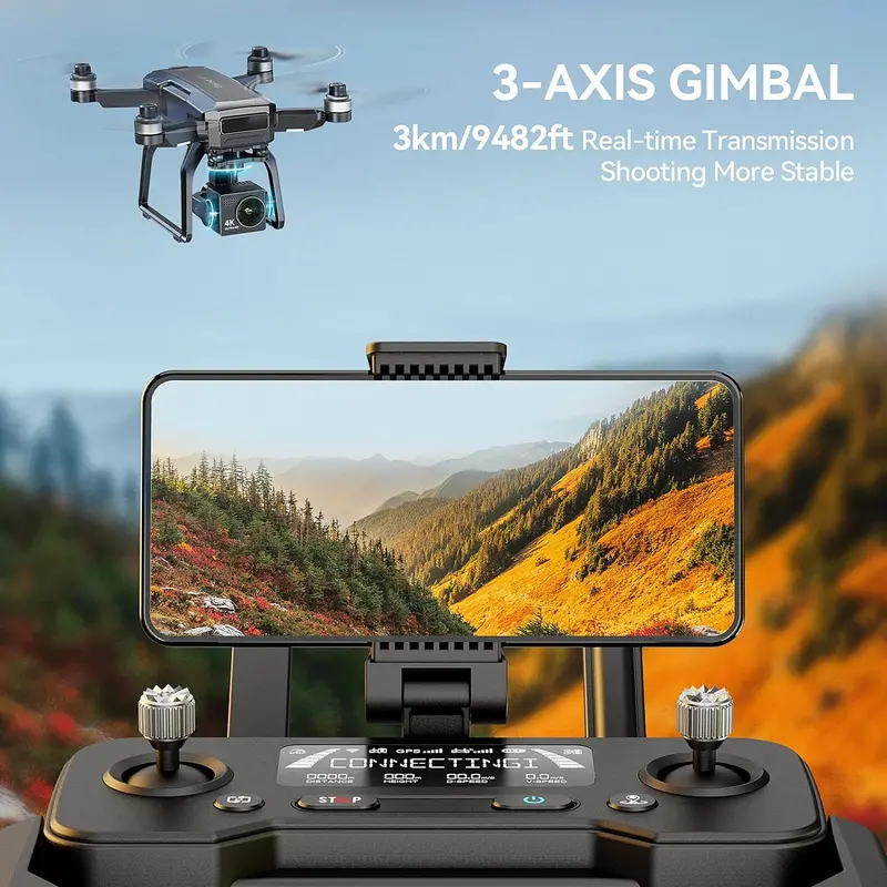 Professional 4K GPS Drone for Enthusiasts – 3-Axis Stabilized Gimbal, 2-Mile Control Range, 75-Minute Max Flight Time, and Triple-Battery Bundle