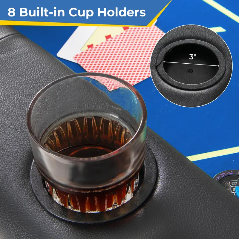 Professional 72x36-Inch Foldable Poker Table with Eight Integrated Drink Holders
