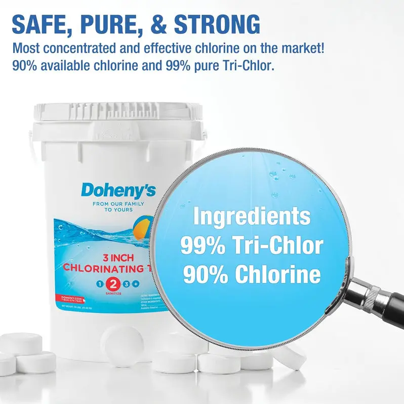 Professional-Grade Trichlor Stabilized Chlorine Tablets – Individually Wrapped 3-Inch Slow-Dissolving Disinfectant (50-Lb)