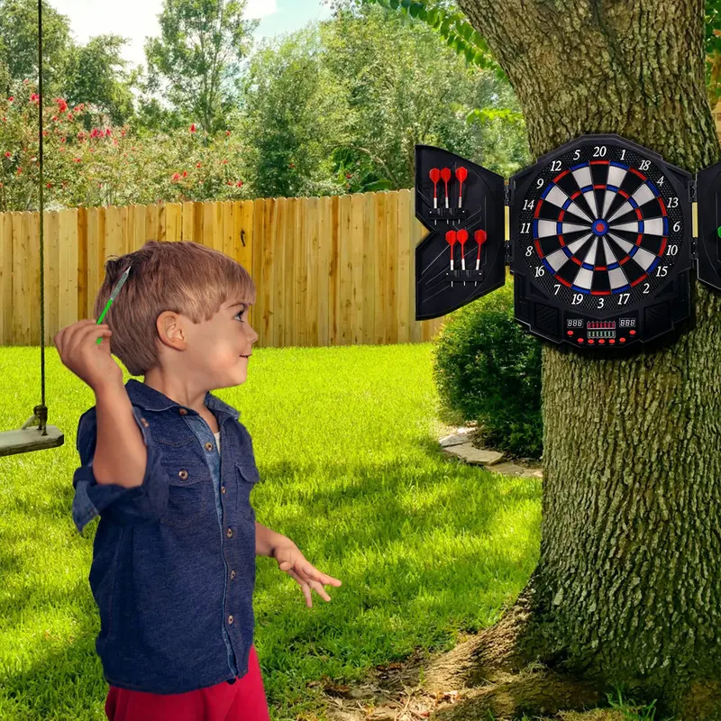 Professional LED Dartboard Cabinet Set – Electronic Dart Game for Home Recreation Rooms