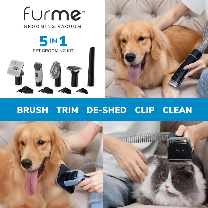 Professional Pet Hair Vacuum Kit – 2-Liter Canister System with 5 Specialty Attachments | Designed for All Coat Types on Dogs and Cats