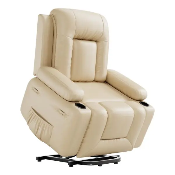 PU Leather Power Recliner – Full-Function Lift Chair with Heat, Massage & USB Charging