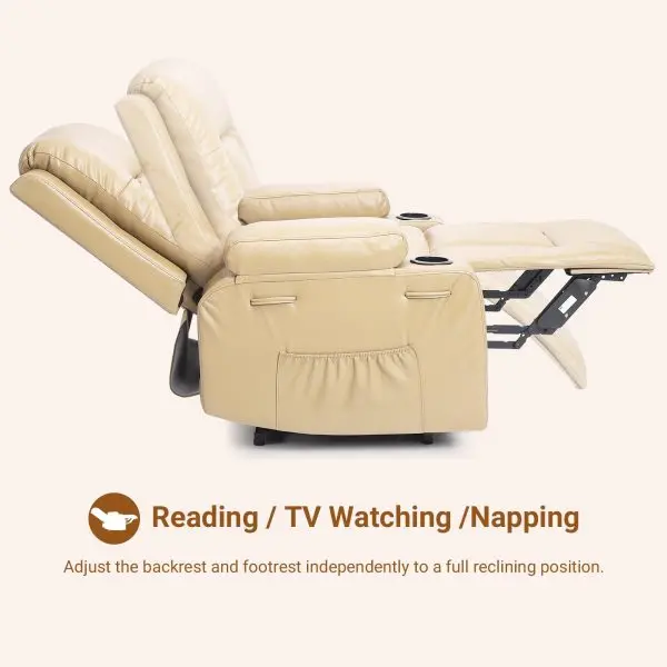 PU Leather Power Recliner – Full-Function Lift Chair with Heat, Massage & USB Charging