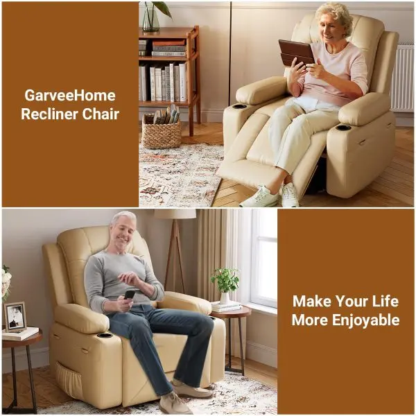 PU Leather Power Recliner – Full-Function Lift Chair with Heat, Massage & USB Charging