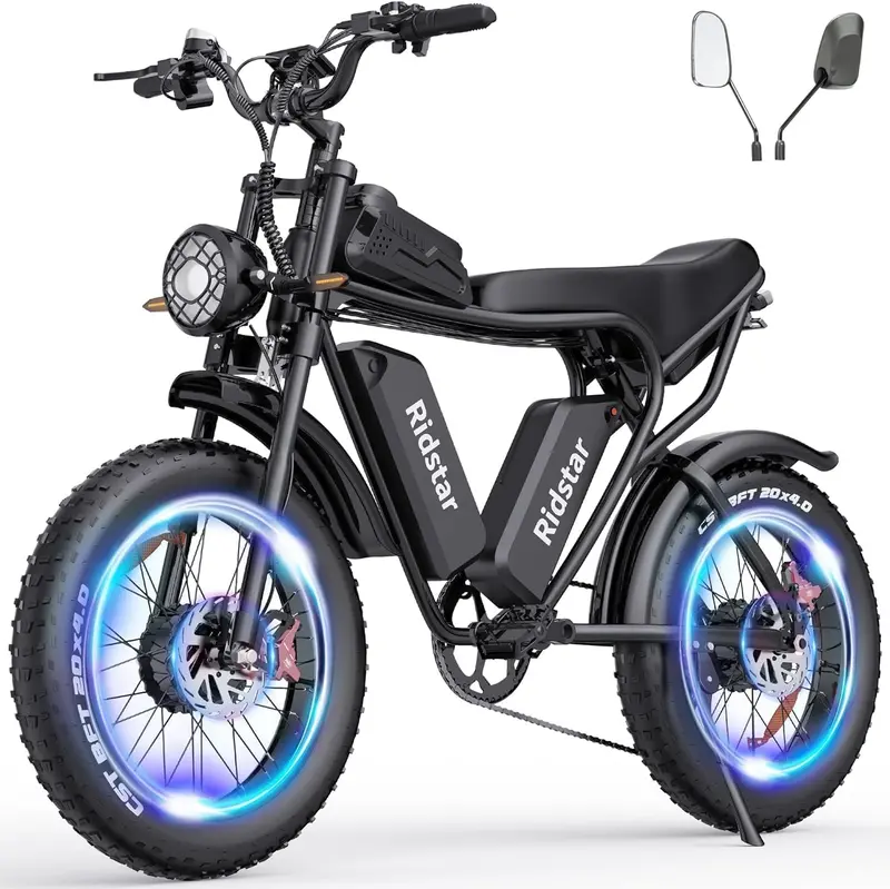 Q20 High-Performance Electric Fat Tire Bike — 2000W Motor, 52V Battery Pack, 30–180 Mile Range (Adults)
