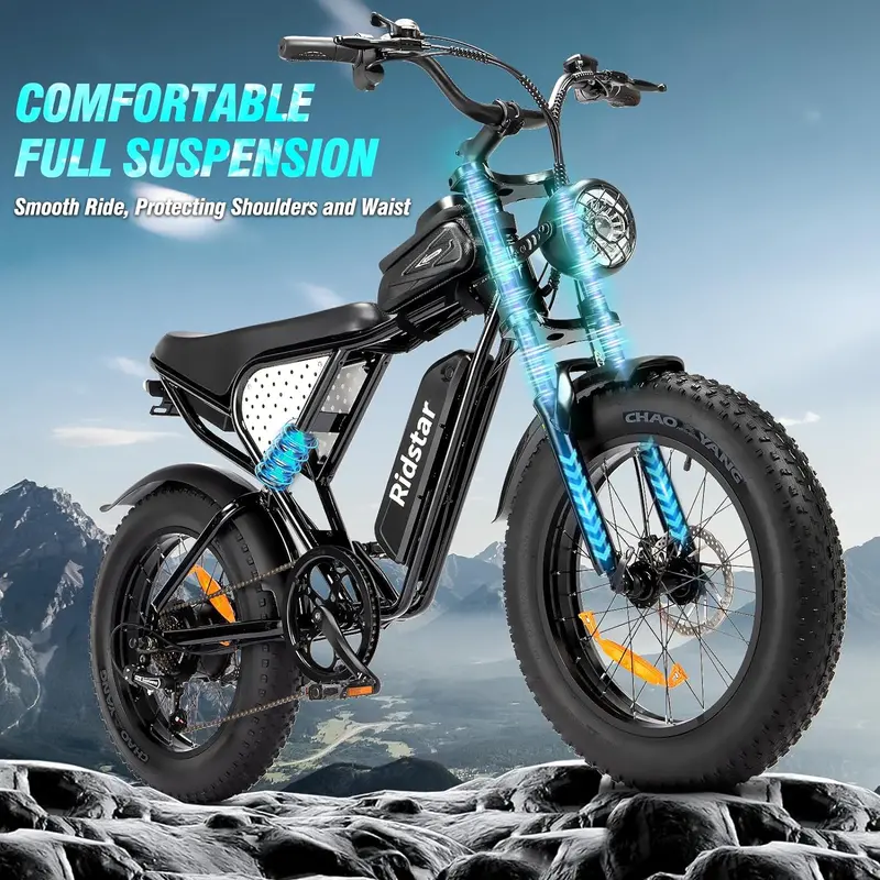 Q20 High-Performance Electric Fat Tire Bike — 2000W Motor, 52V Battery Pack, 30–180 Mile Range (Adults)