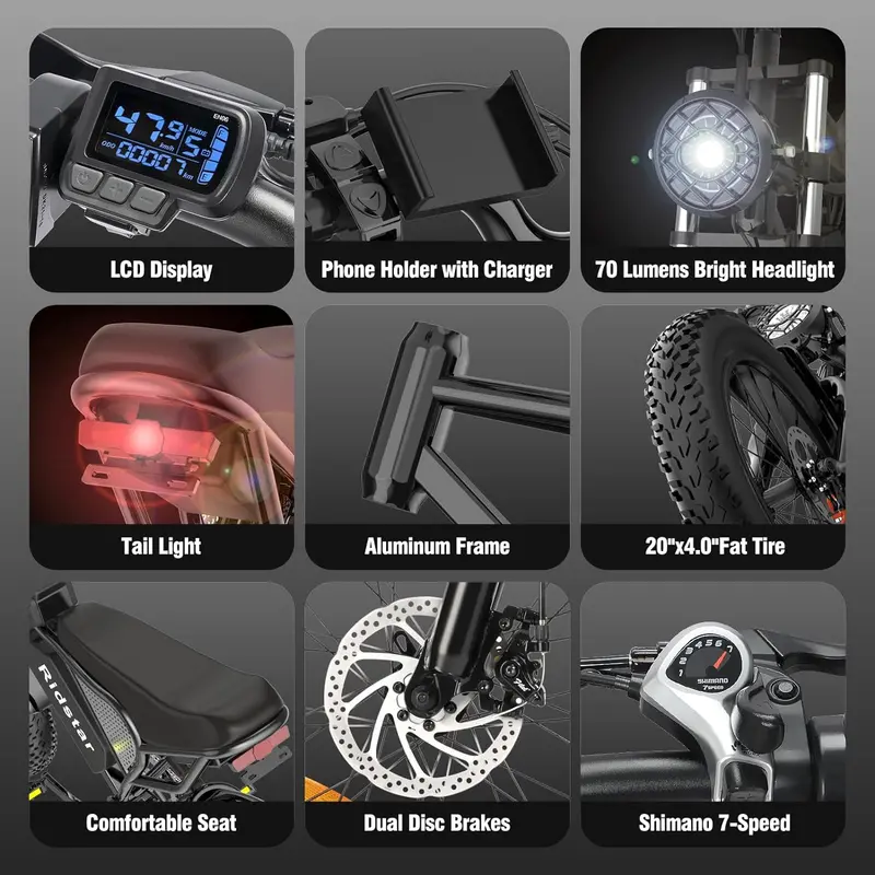 Q20 High-Performance Electric Fat Tire Bike — 2000W Motor, 52V Battery Pack, 30–180 Mile Range (Adults)