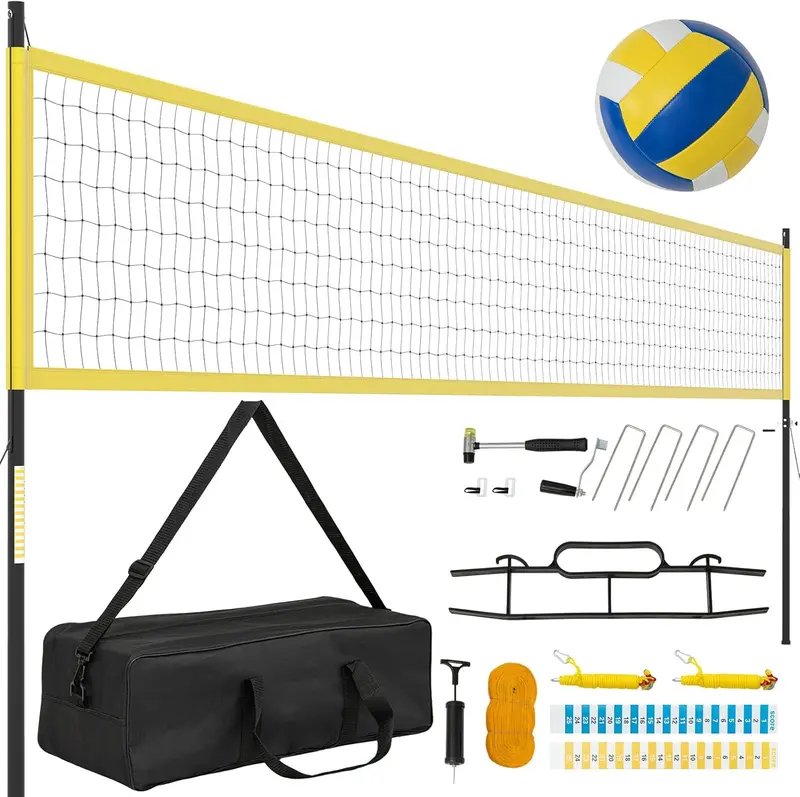 Quick-Setup Outdoor Volleyball Net Kit with Telescoping Height-Adjustable Poles