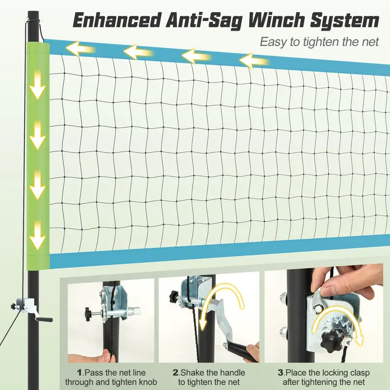 Quick-Setup Outdoor Volleyball Net Kit with Telescoping Height-Adjustable Poles
