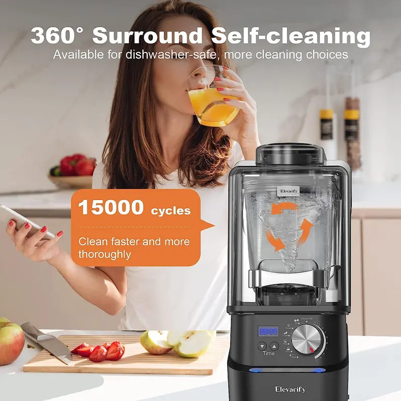 Quiet High-Power Vacuum Blender – 1500W Commercial-Grade Smoothie Maker with 56-Oz Jar & Safety Lock