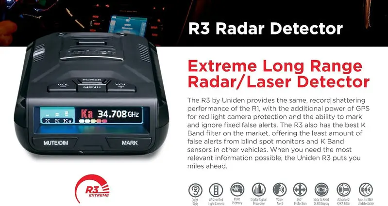 R3 Advanced Radar Detector – Long-Range Scanning with Intelligent Threat Identification