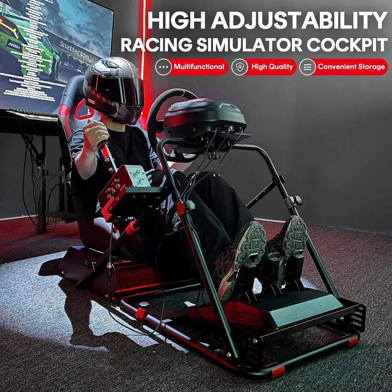 RACGTING Foldable Racing Cockpit – Logitech & Thrustmaster-Compatible Sim Rig