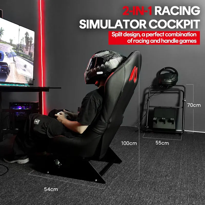 RACGTING Foldable Racing Cockpit – Logitech & Thrustmaster-Compatible Sim Rig