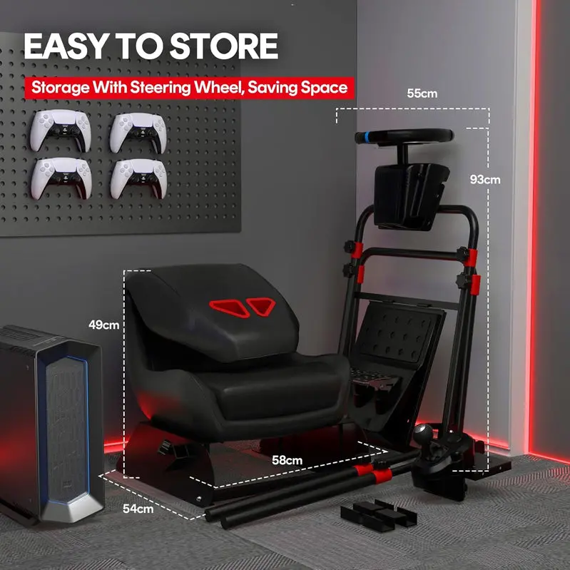 RACGTING Foldable Racing Cockpit – Logitech & Thrustmaster-Compatible Sim Rig