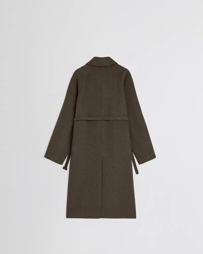 Relaxed Brown Mélange Cashmere-Wool Curve Shoulder Car Coat 2