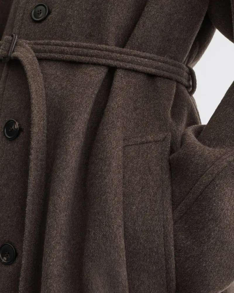 Relaxed Brown Mélange Cashmere-Wool Curve Shoulder Car Coat