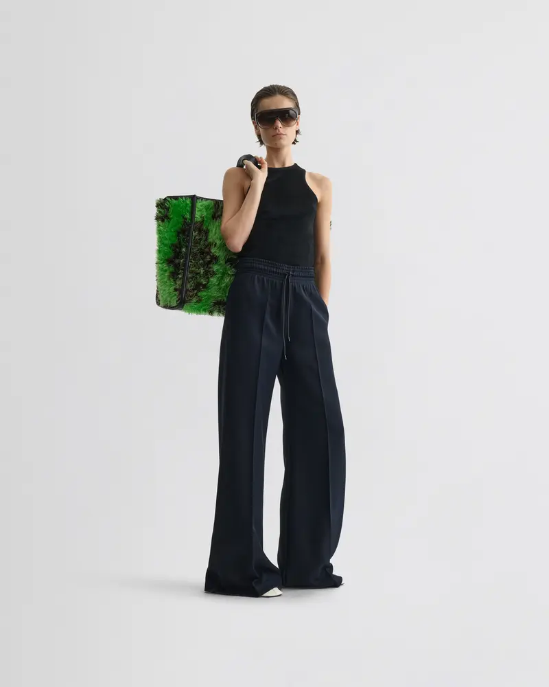 Relaxed-Fit Navy Track Trousers In Technical Barathea Fabric