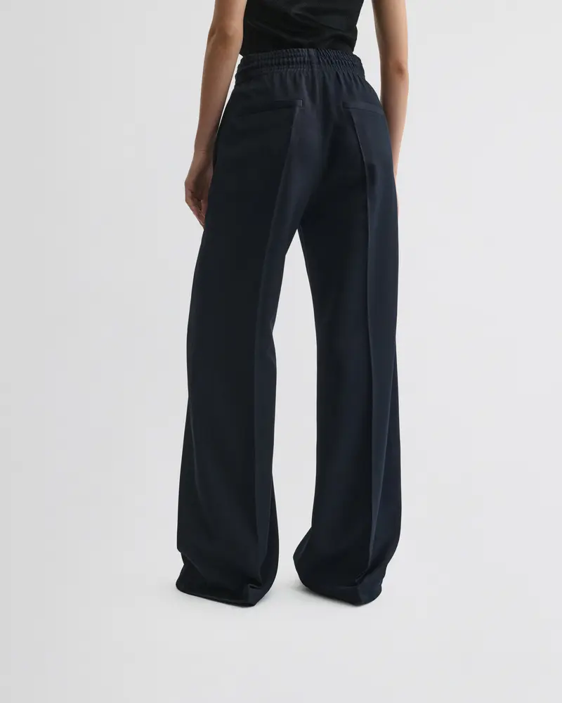Relaxed-Fit Navy Track Trousers In Technical Barathea Fabric