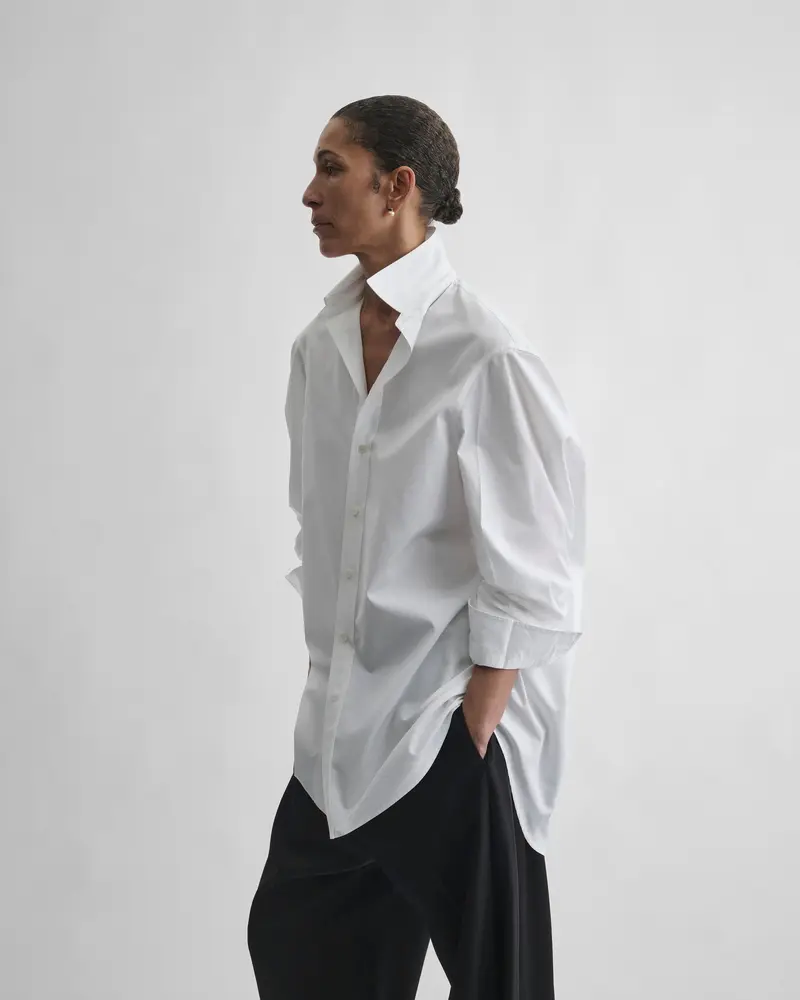 Relaxed-Fit White Tuxedo Shirt