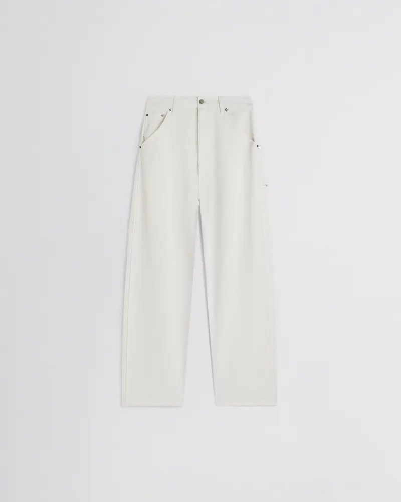 Relaxed Mid-Rise Utility Jeans In Chalk Cotton Denim