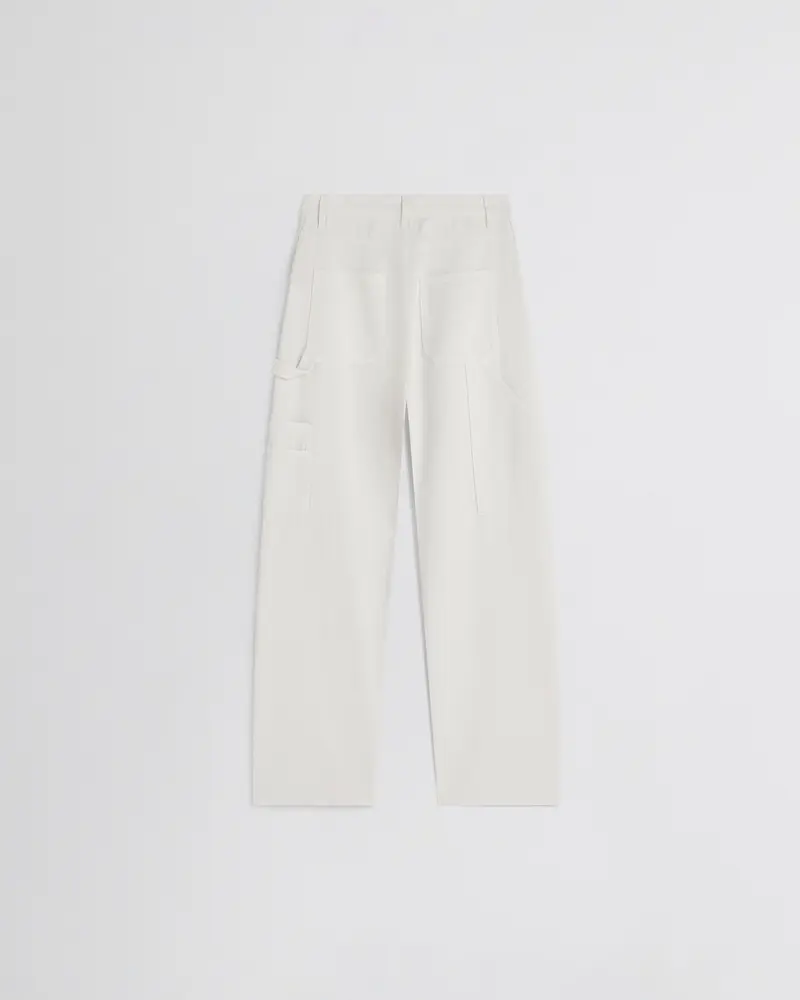 Relaxed Mid-Rise Utility Jeans In Chalk Cotton Denim 2