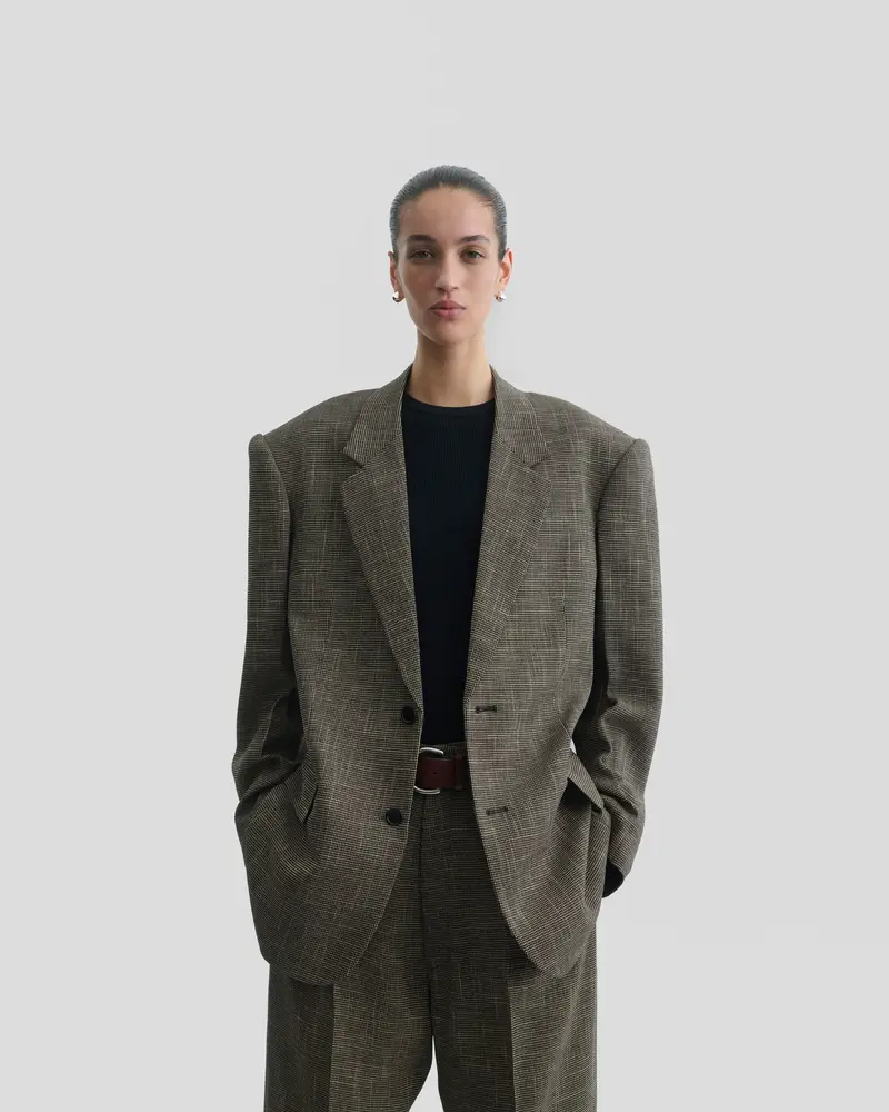 Relaxed-Style Tailored Jacket In Salt-And-Pepper Woven Viscose