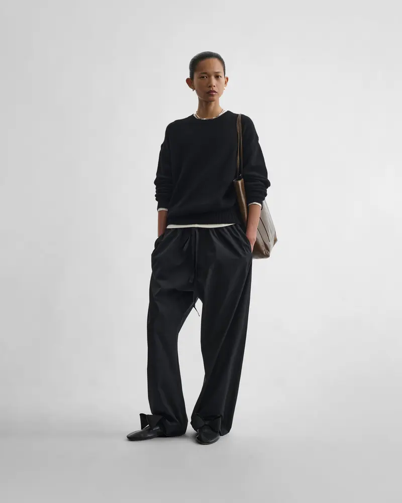 Relaxed Tuxedo-Cotton Pyjama Trousers In Black