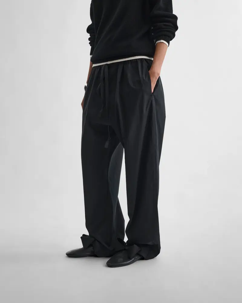 Relaxed Tuxedo-Cotton Pyjama Trousers In Black