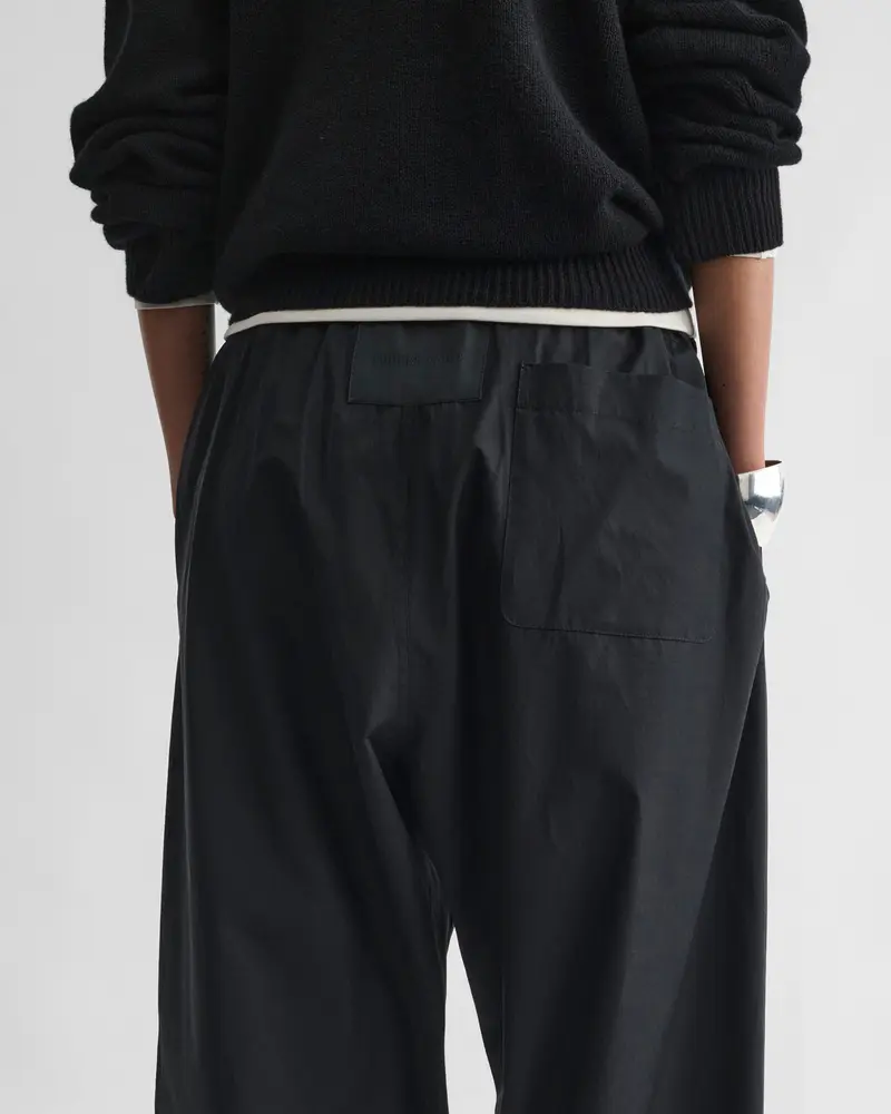 Relaxed Tuxedo-Cotton Pyjama Trousers In Black