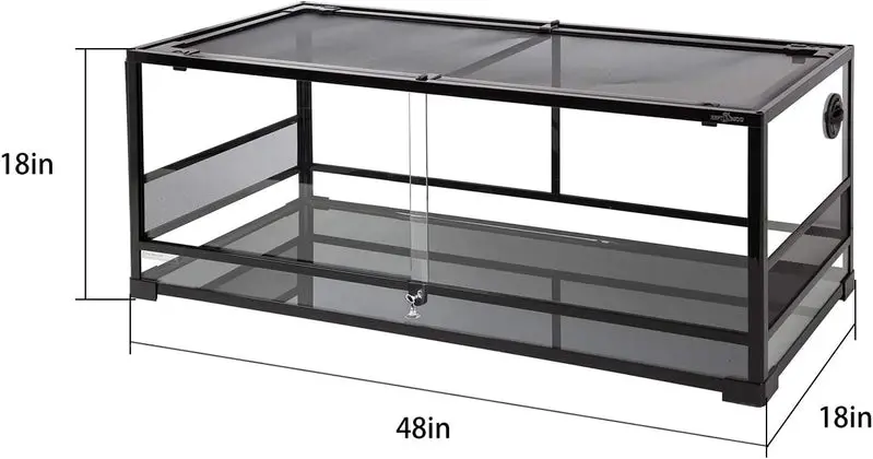 REPTI ZOO 67-Gallon Sliding-Glass Reptile Terrarium – 48" x 18" x 18"