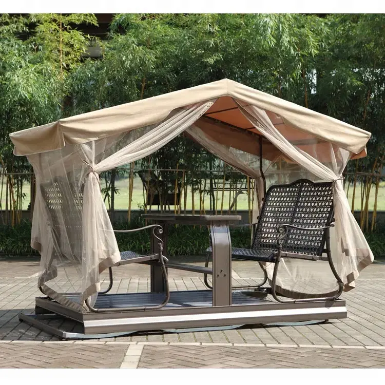 Retro-Inspired Outdoor Glider Bench – Powder-Coated Metal Porch Swing with Silent Rocking Mechanism