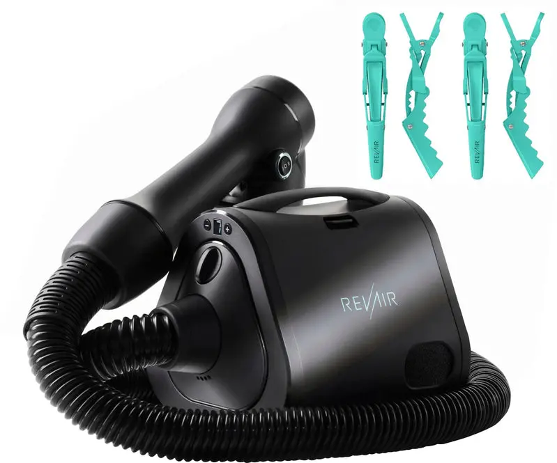 REVAIR Reverse-Air Dryer – Matte Black Styling Dryer with Included Clips