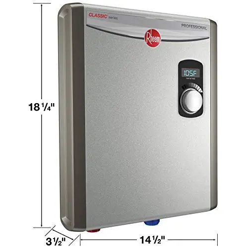 Rheem 18kW Tankless Electric Water Heater — Compact On-Demand Heating System (240V), Energy-Efficient Design