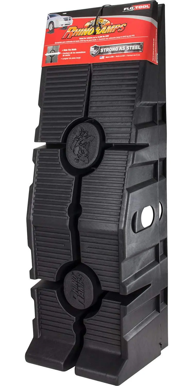 RhinoGear RhinoRamps Vehicle Lift Ramps – Low-Profile Set Rated for 12,000 lbs Gross Vehicle Weight