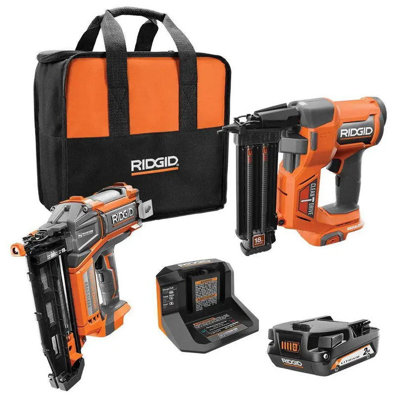 RIDGID 18V Dual-Nailer Kit – Brad + Finish Nailers with Battery & Charger
