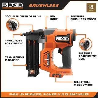 RIDGID 18V Dual-Nailer Kit – Brad + Finish Nailers with Battery & Charger